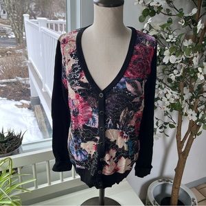 Charter Club Sequin Front Floral Cardigan, Size L
